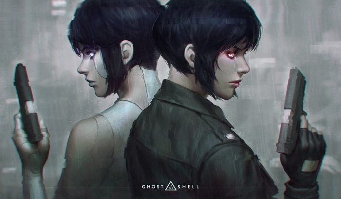 Motoko Kusanagi from Ghost in the Shell in the rain
