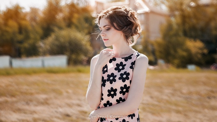 Woman in floral dress by Dmitriy Korneev