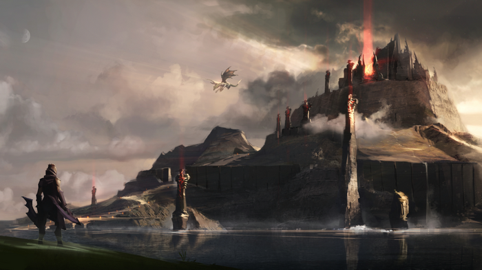 Anti-Mage from Dota 2 in a fantasy landscape