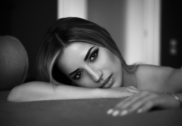 Monochrome portrait of a woman