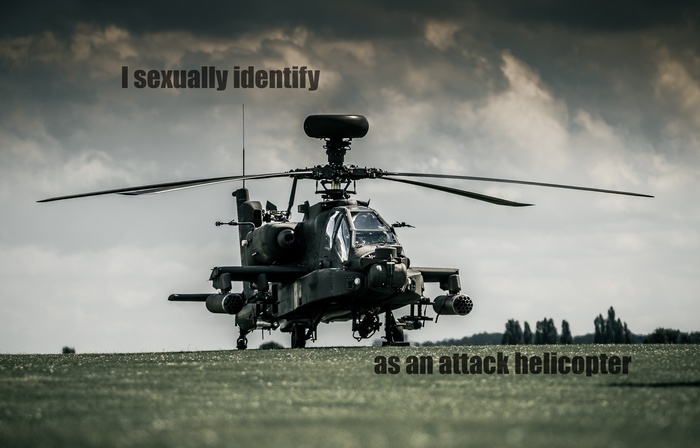 Apache AH-64D attack helicopter with text