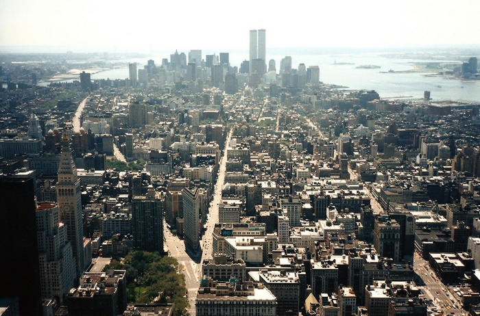 New York City cityscape with World Trade Centers