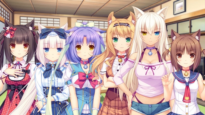 Neko Para: Six catgirls posing together