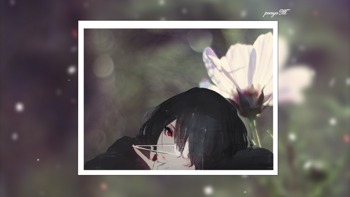 Misaki Mei from Another with a flower