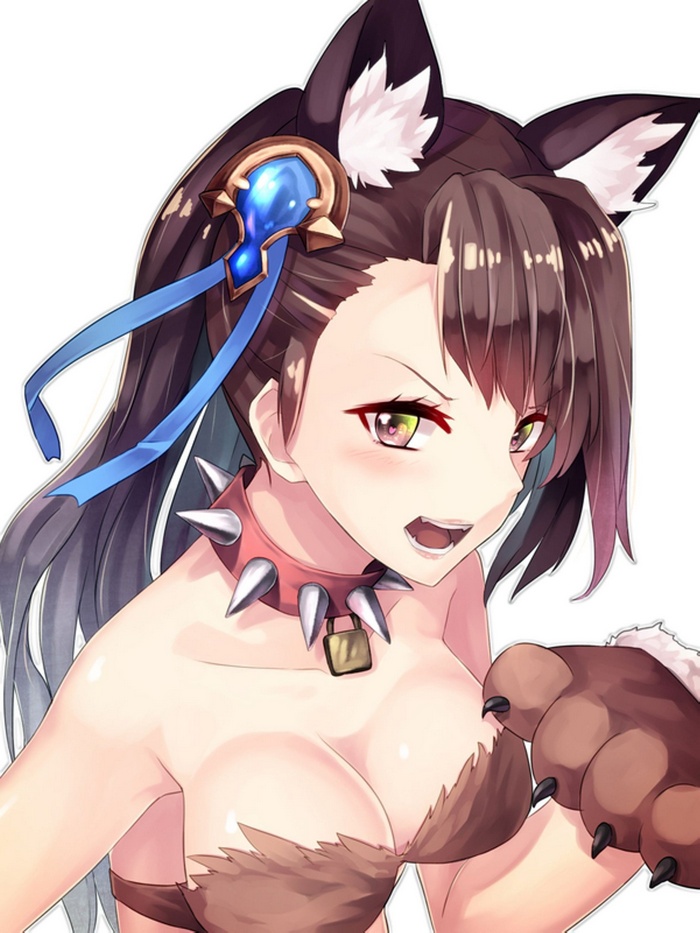 Cat girl with spiked collar and paw