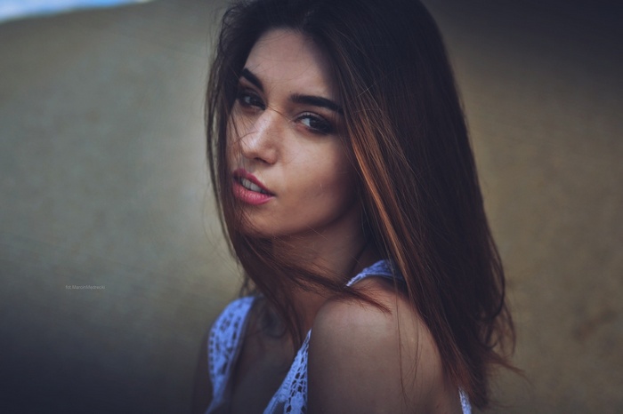 Woman with long brown hair