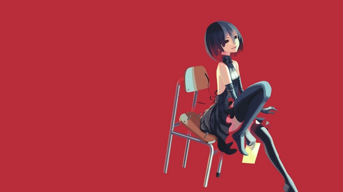 Oshino Ougi from Monogatari Series sitting on a chair