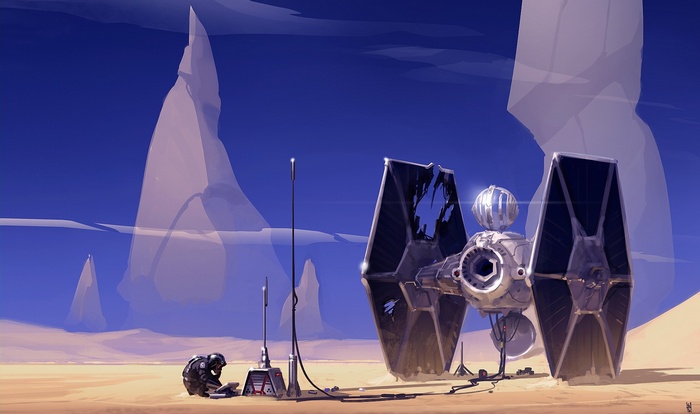 Star Wars TIE Fighter on a Desert Planet