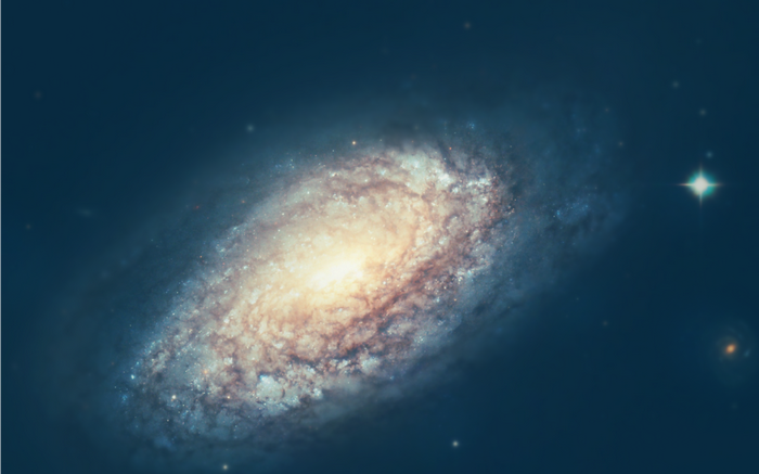 Spiral galaxy in deep space with stars