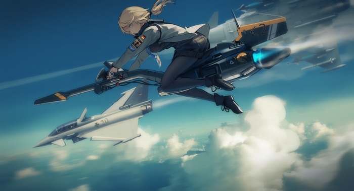 Girl piloting a jet fighter from Brave Witches