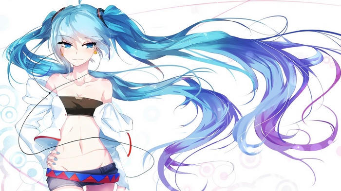 Anime girl with blue hair and headphones