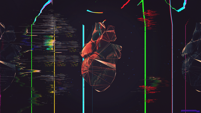 Glitch art low poly heart abstract polygon art