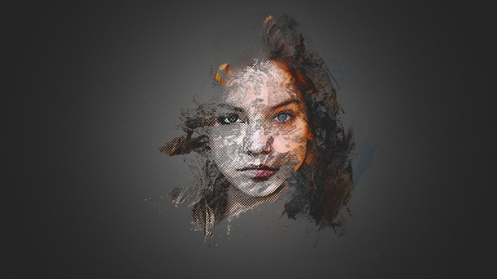 Abstract portrait of a woman with brush strokes