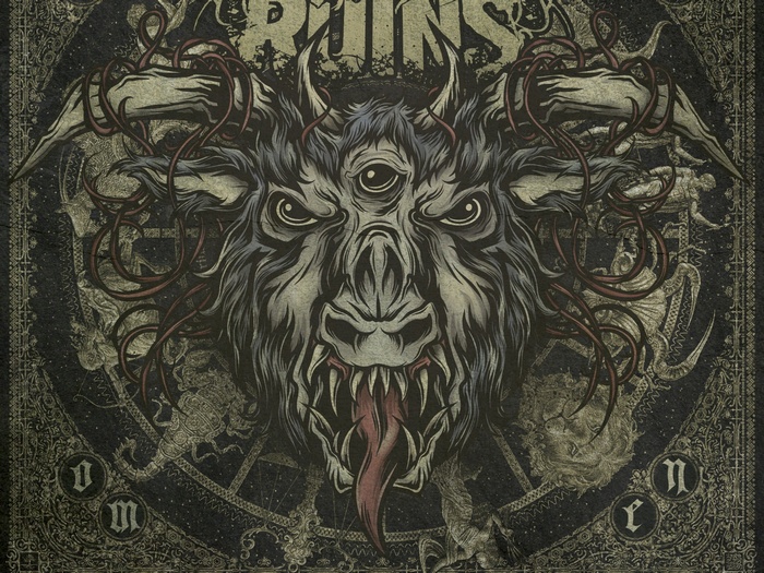 Demonic Goat Head with Occult Symbols