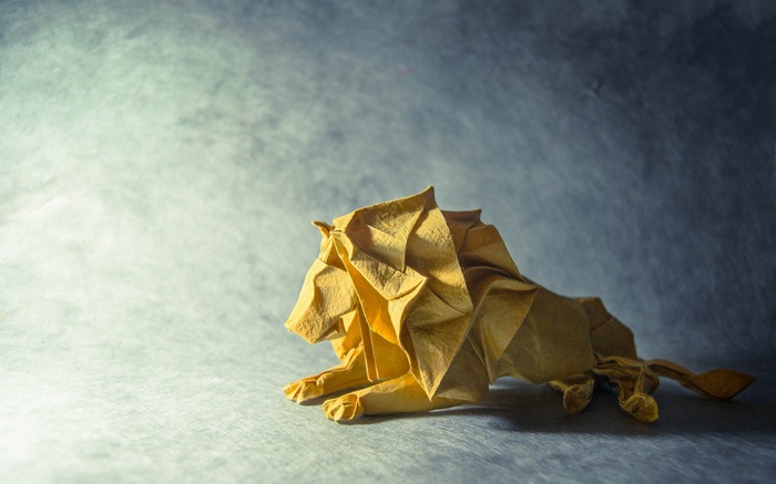 Origami lion made of paper