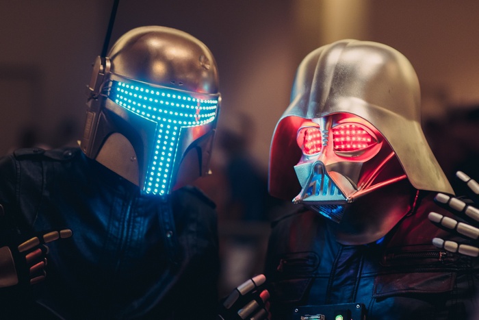 Boba Fett and Darth Vader with LED masks