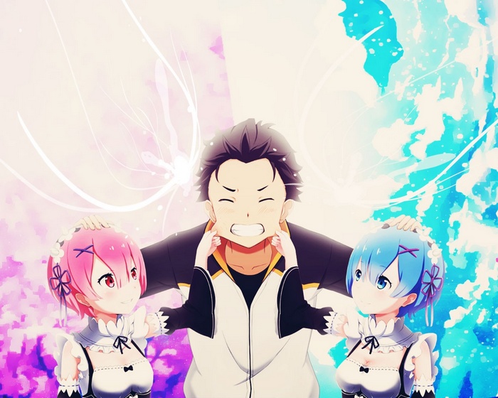 Ram, Rem, and Natsuki Subaru from Re:Zero