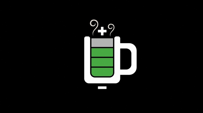 Coffee cup with battery charge indicator
