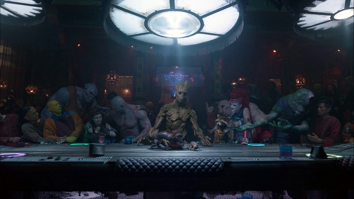 Guardians of the Galaxy characters at a bar