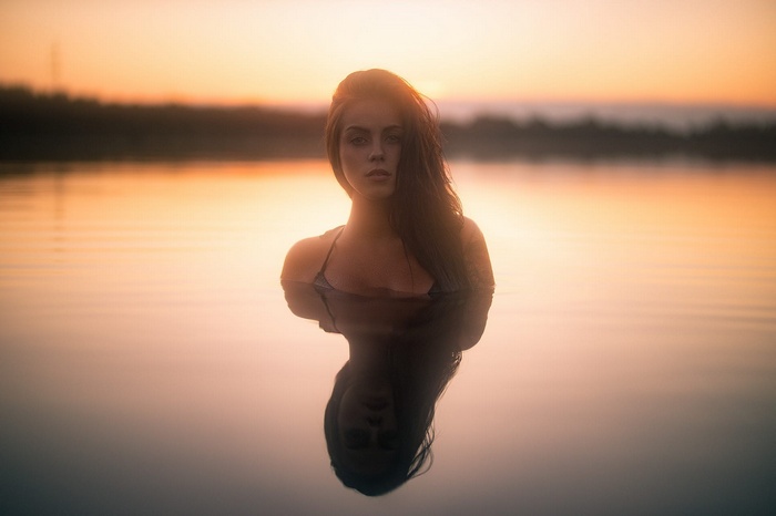 Marlen Valderrama Alvaréz in Water at Sunset