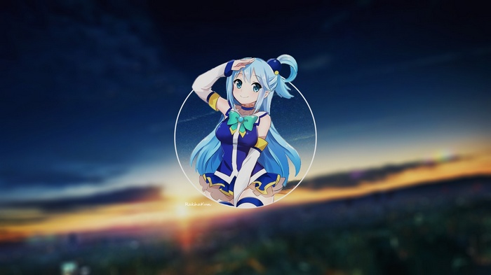 Aqua from KonoSuba in a circle