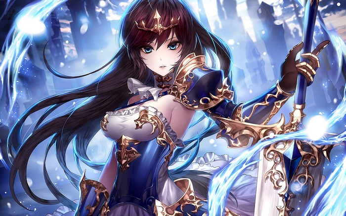 sword, anime, anime girls