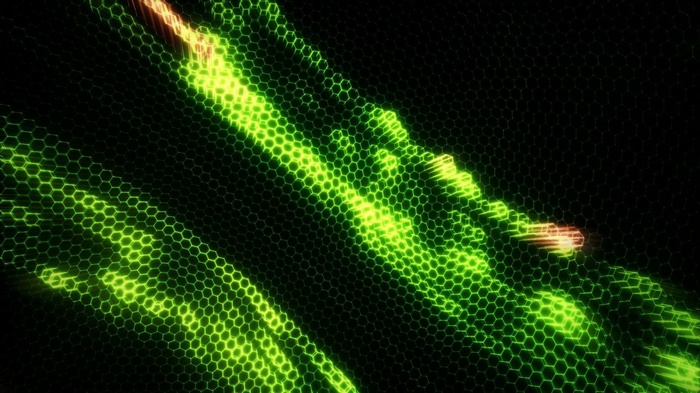 Abstract green neon hexagonal digital art