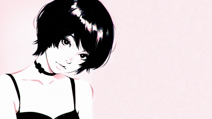 Woman with short black hair and choker