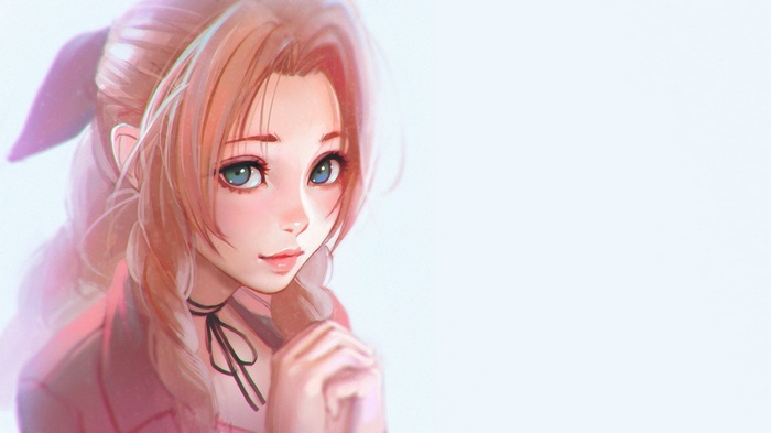 Ilya Kuvshinov, artwork, Final Fantasy VII, drawing, digital art, women, Aerith Gainsborough