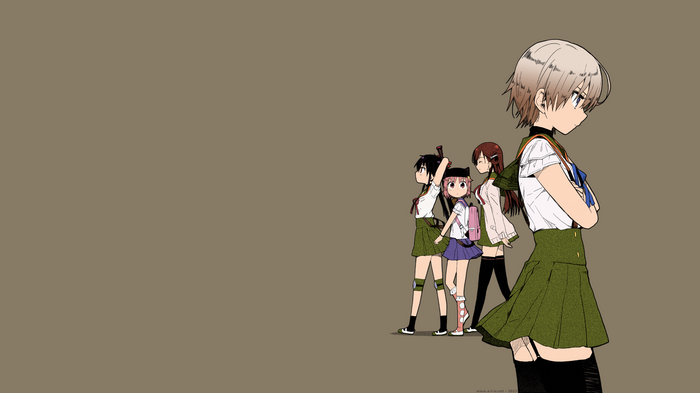 Schoolgirls from Gakkou Gurashi! in uniform
