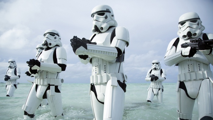 Stormtroopers from Rogue One: A Star Wars Story in water