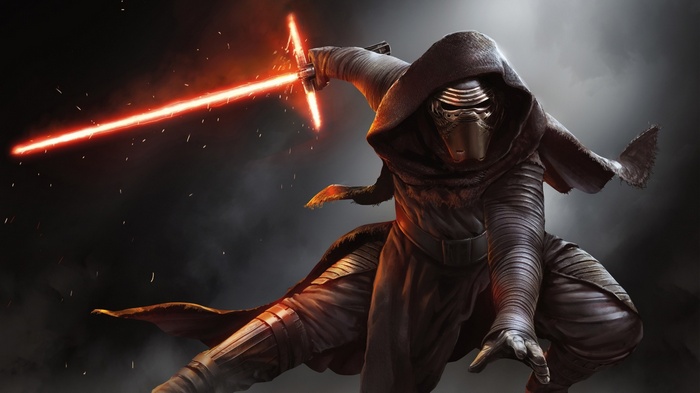 Kylo Ren from Star Wars with a lightsaber