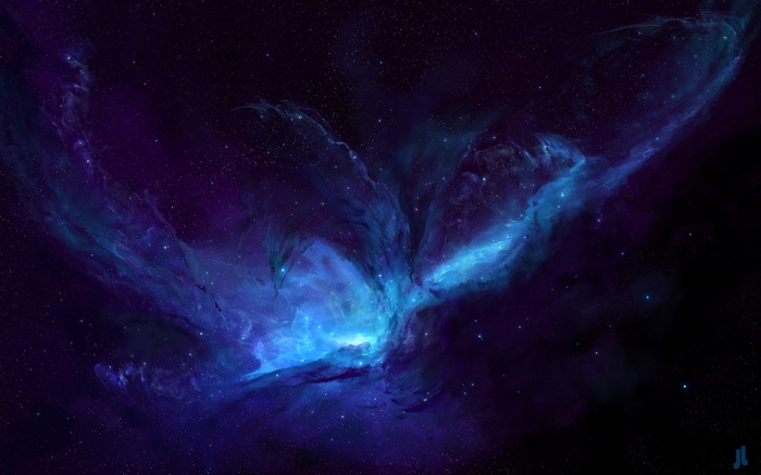 Blue and purple nebula in deep space