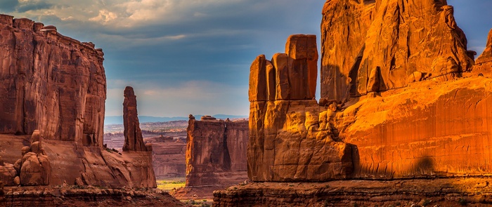 Sandstone rock formations in Arches National Park, Utah, USA