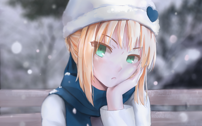 Saber from Fate/Stay Night in winter