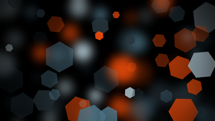 Abstract dark background with glowing hexagons