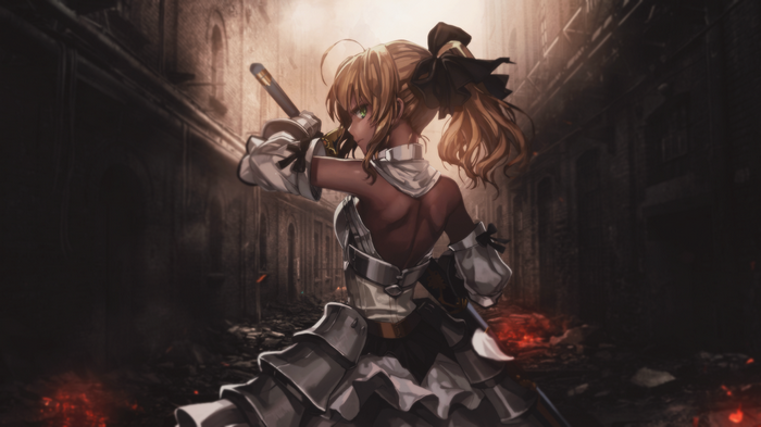 Saber Lily from Fate/Stay Night holding a sword