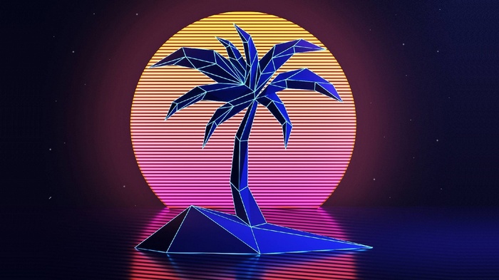 Retro Wave Palm Tree Sunset