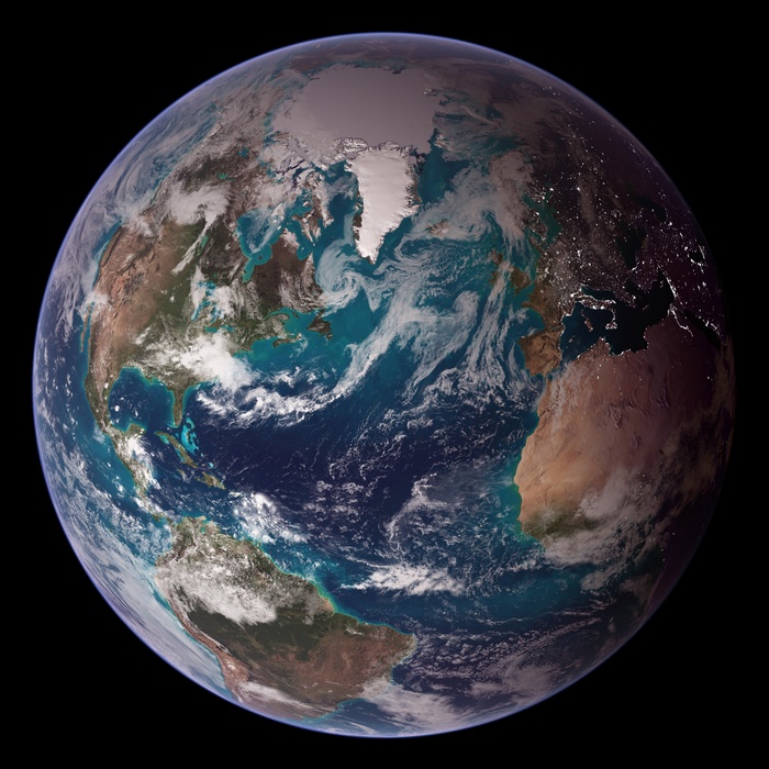 Earth from space showing North America and Europe