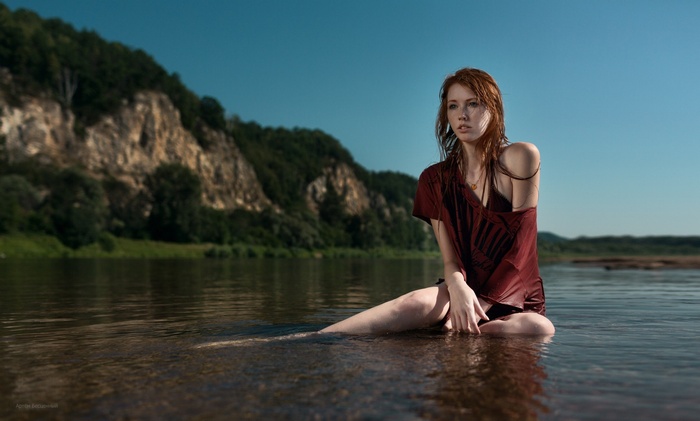 outdoors, women, women outdoors, solo, model, freckles, water, wet body, nature