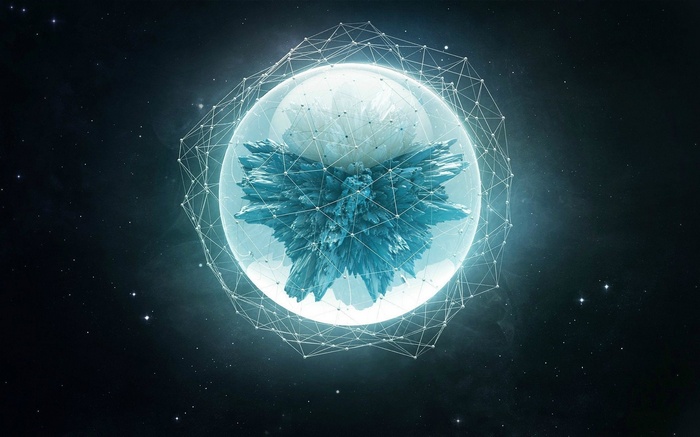 Abstract geometric sphere in outer space