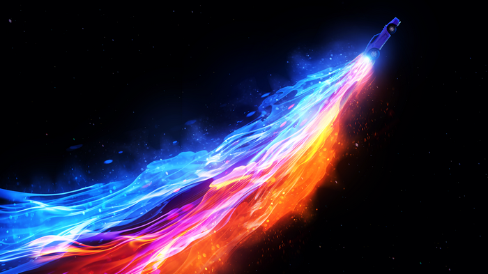 Rocket League car with colorful fiery trail