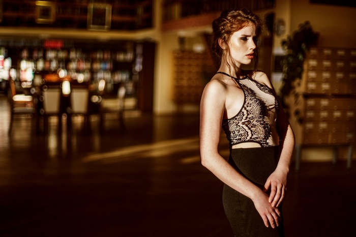 Michalina Cysarz in a black lace top and skirt