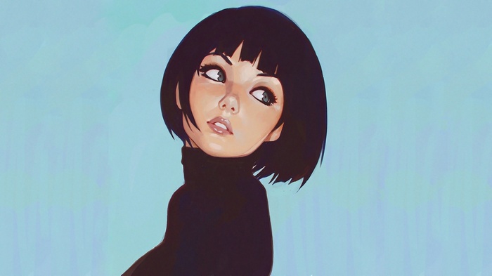 portrait, face, Ilya Kuvshinov, simple background, HD Wallpaper | Rare ...