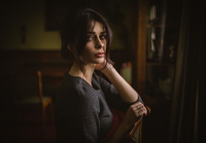Portrait of a woman with dark hair