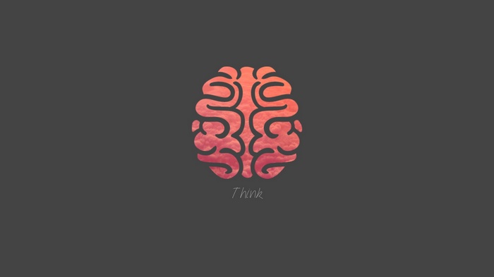 Minimalist brain illustration with the word "Think"