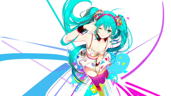 Hatsune Miku Vocaloid with Thigh-highs