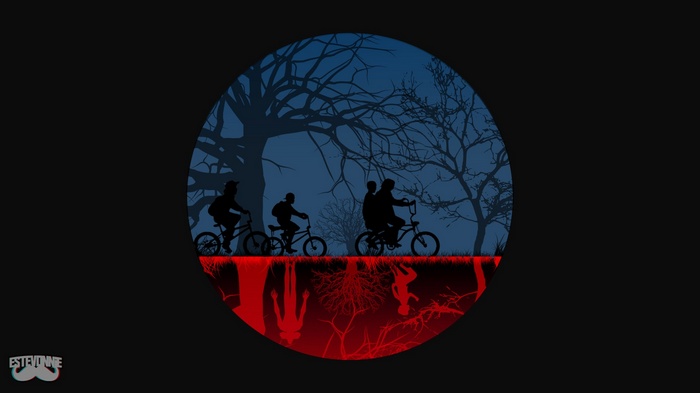 Children on bikes in Stranger Things Upside Down