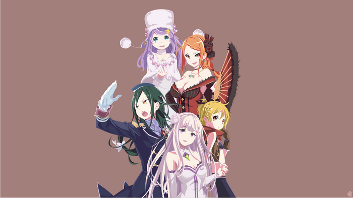 Emilia, Priscilla, Crusch, Felt, and Anastasia from Re:Zero