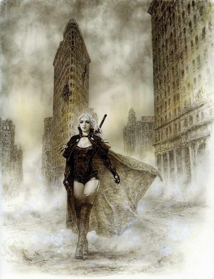 Malefic Time: A Woman with a Sword in a Ruined City